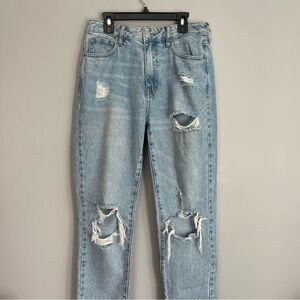 Distressed Light Blue Mom Jeans